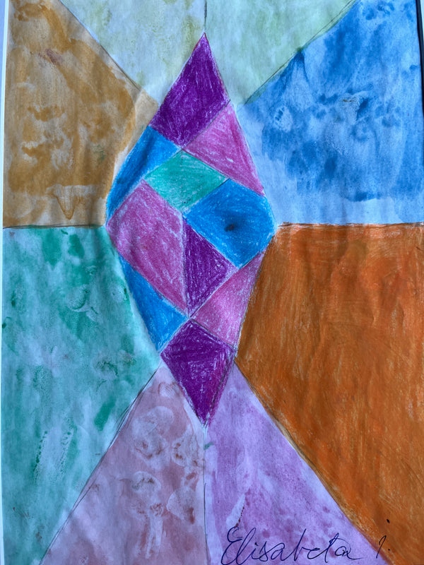 Colorful Rhomb Abstract Drawing – A Modern Echo of Brâncuși’s Infinite Column