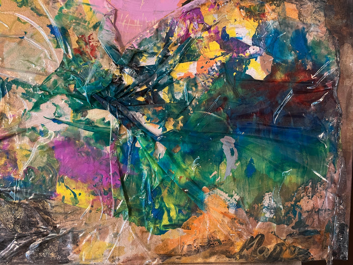 Abstract painting with a variety of colors and textures