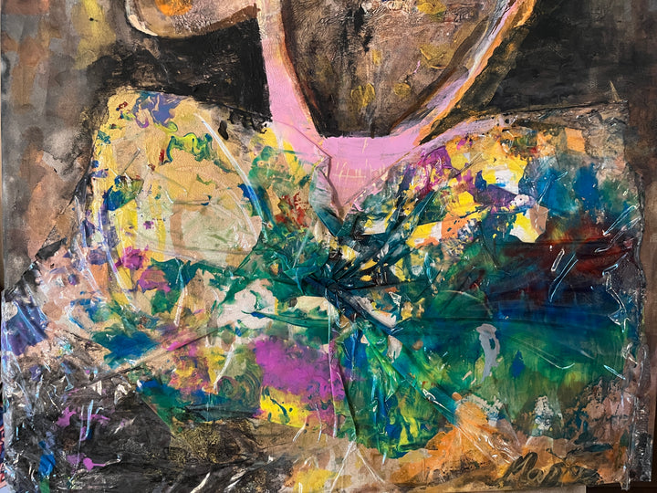 Abstract painting with a variety of colors and textures