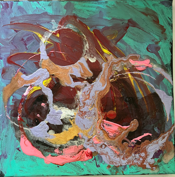 Original Square Abstract Painting Evoking Summer Serenity